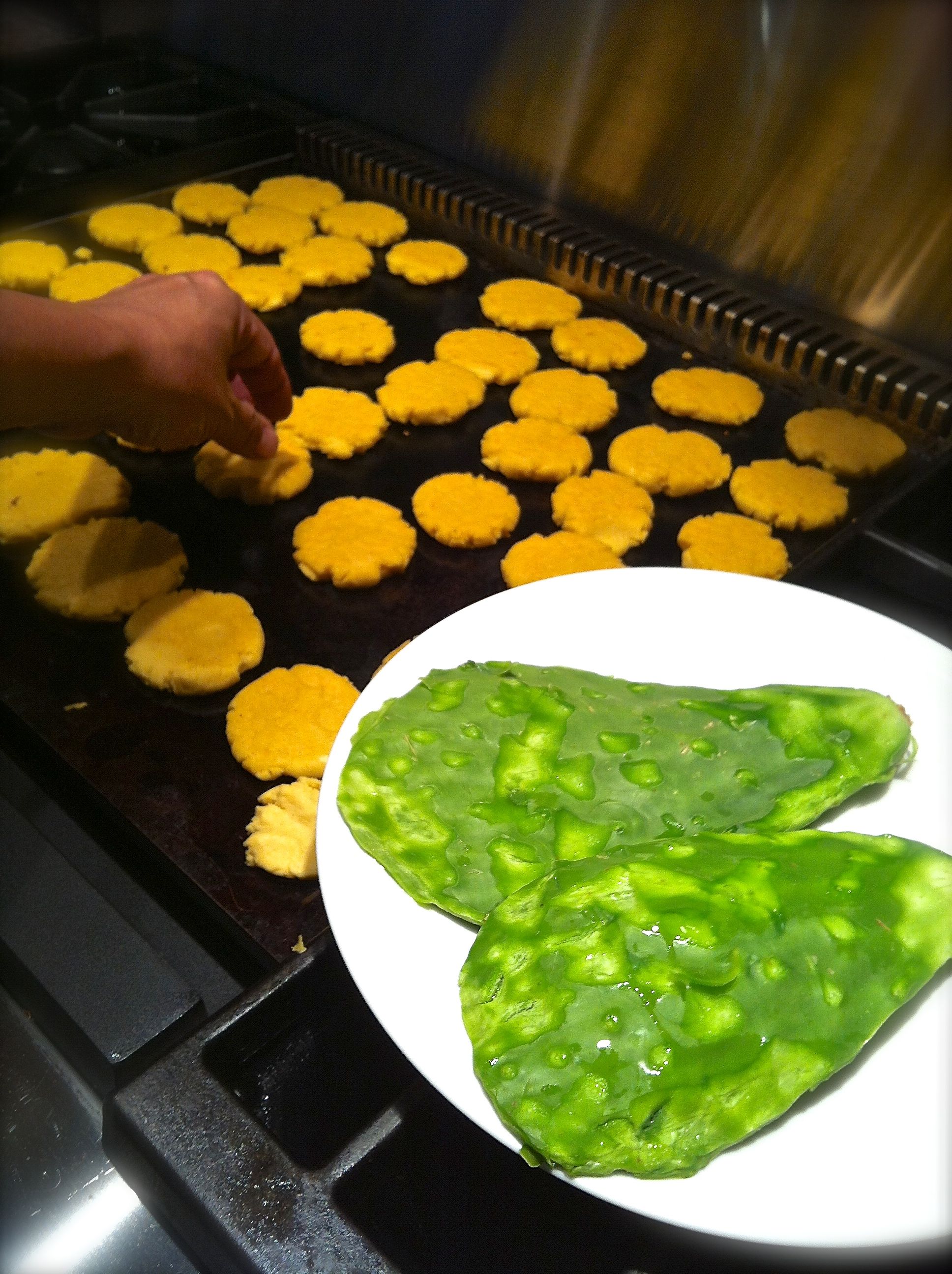 Texas Mexican cooking traditional gorditas with cactus