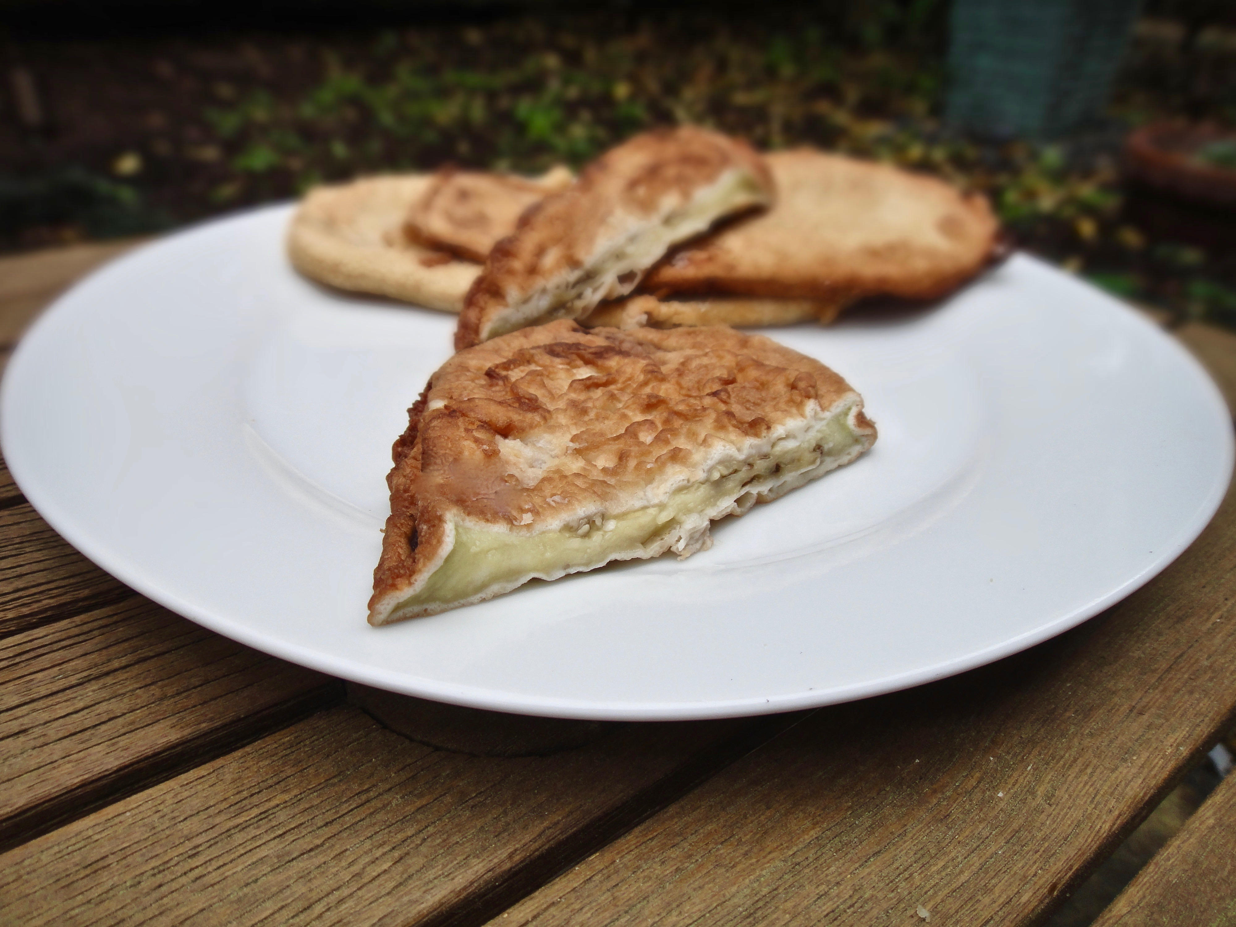 Eggplant slices served with Salsa Ranchera