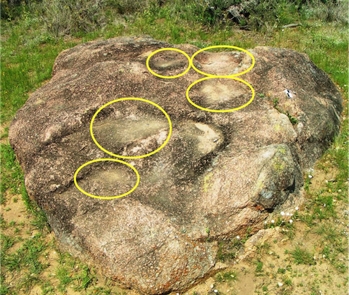 Granite mortars in Enchanted Rock, Texas