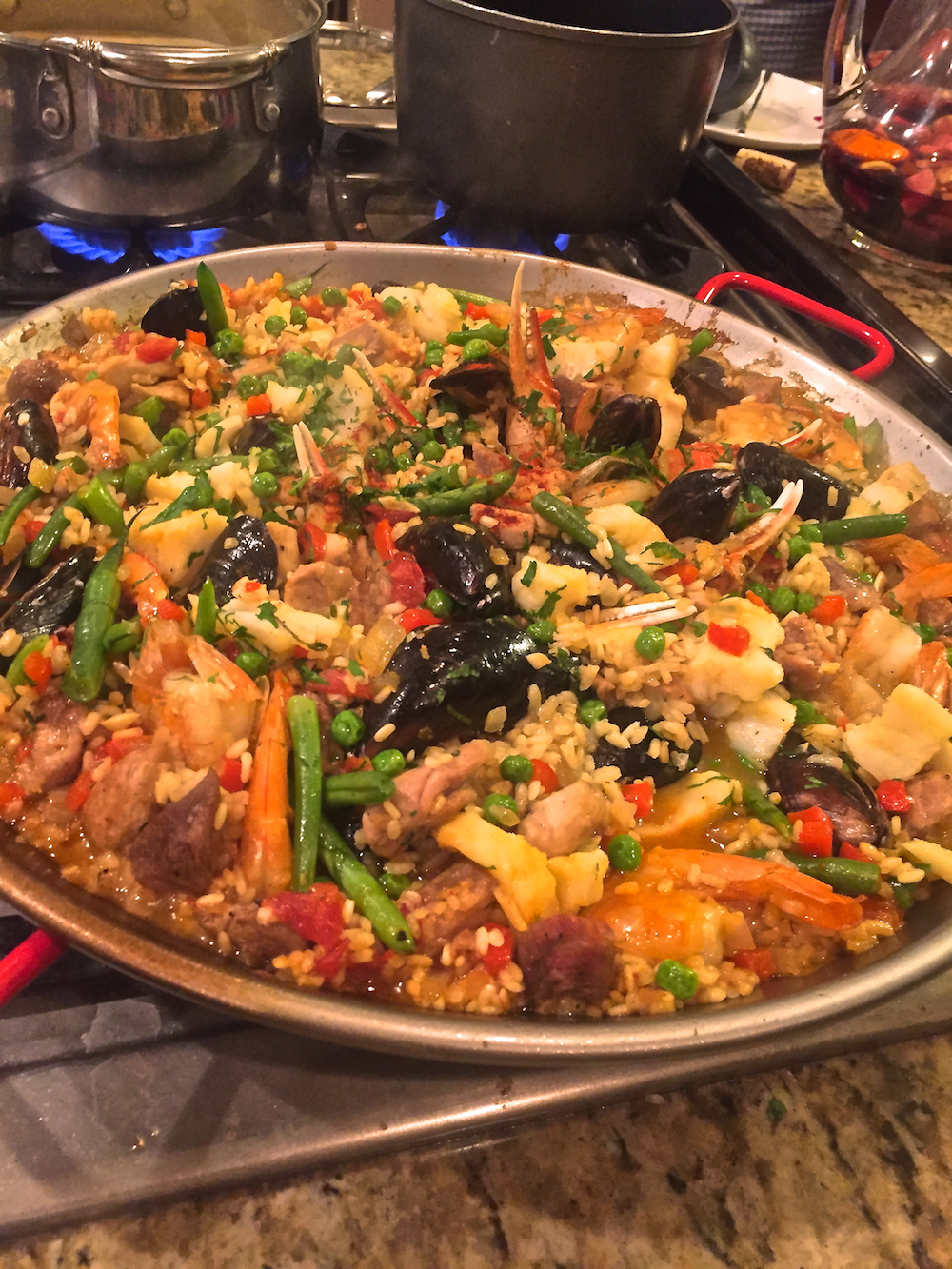 Spanish Paella, seafood and vegetables