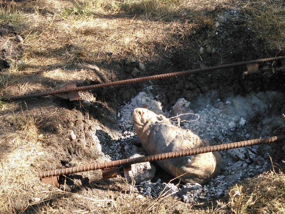 Wrapped in burlap for the earth oven