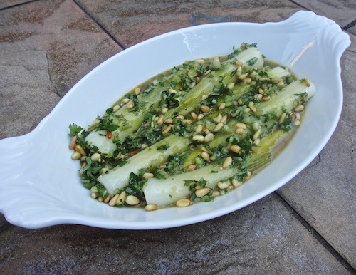Leeks with Tomatillo and Agave Nectar