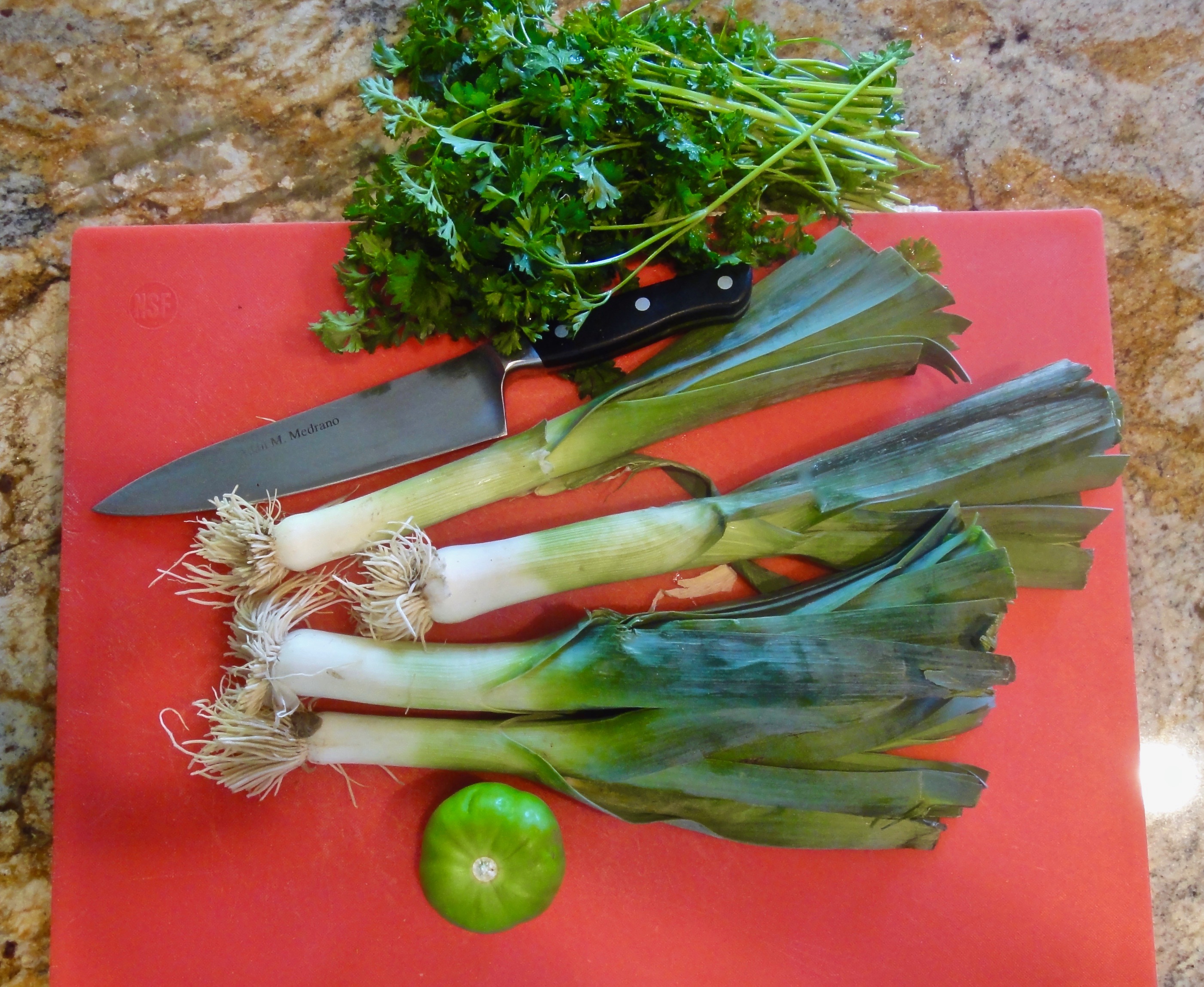 Tomatillos add a spark to delicate leeks