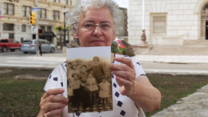 Graciela Sanchez, Director of the Esperanza Peace and Justice Center, shows the picture of her great grandmother, Teresita Cantú, who was one of the original San Antonio Chefs.