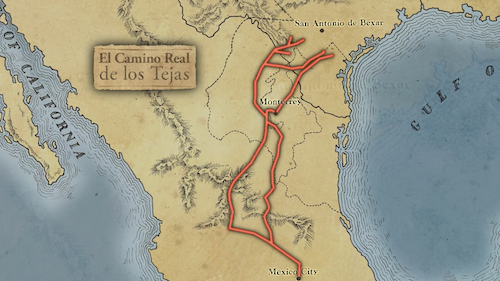 Original trade routes built by Native American peoples of Texas and Mexico that later the Spanish named Camino Real