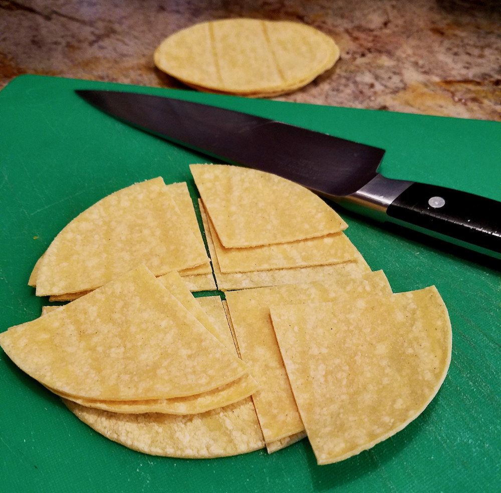 Corn Tortilla Triangles for Chilaquiles