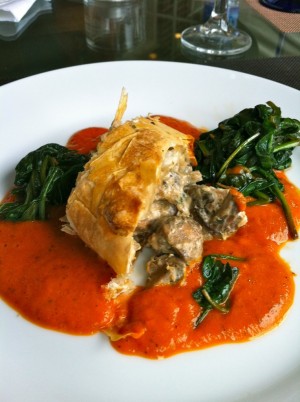 Mushroom Strudel in Mexican Chile Dulce