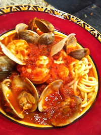 Fettucine with Clams, Shrimp, Chile (Fra Diavolo)