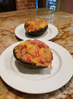 Acorn Squash stuffed with Quinoa and Red Bell Pepper