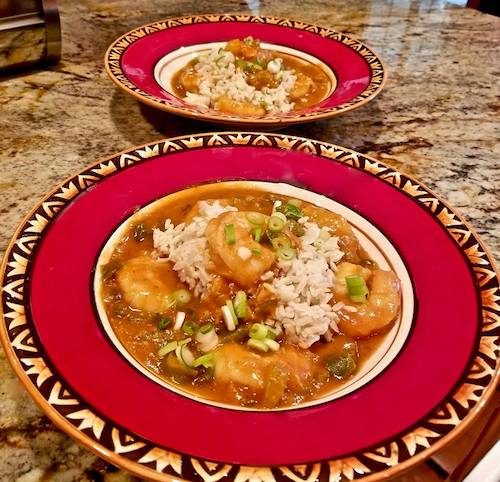 Shrimp Etouffee pops with Chile De Arbol