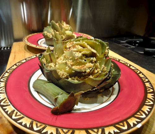 Stuffed Artichokes With Herbed Cornbread