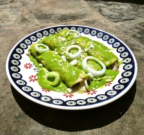 Enchiladas Verdes With Crema Mexicana